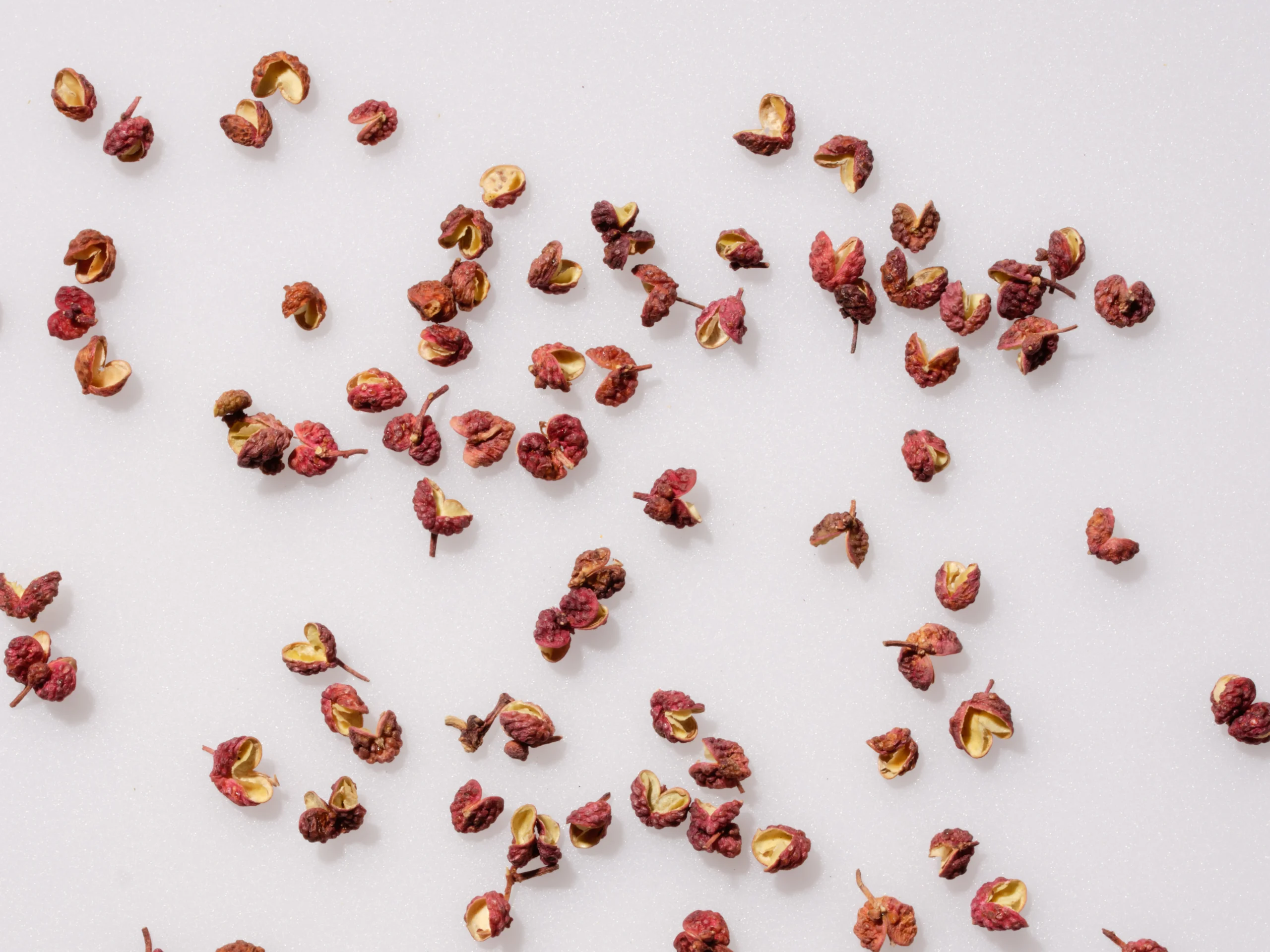 Pimientas rosas esparcidas, ingredientes botánicos de Teté Gin